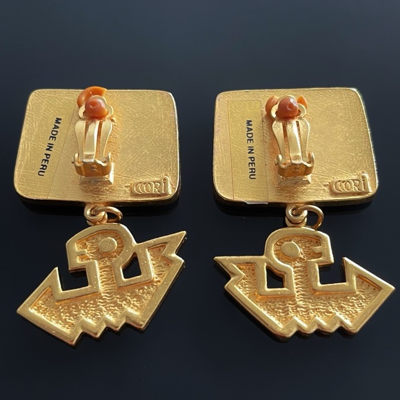 ✨Signed Gold Gilt CCORI Designer Clip Earrings - Picture 2 of 2